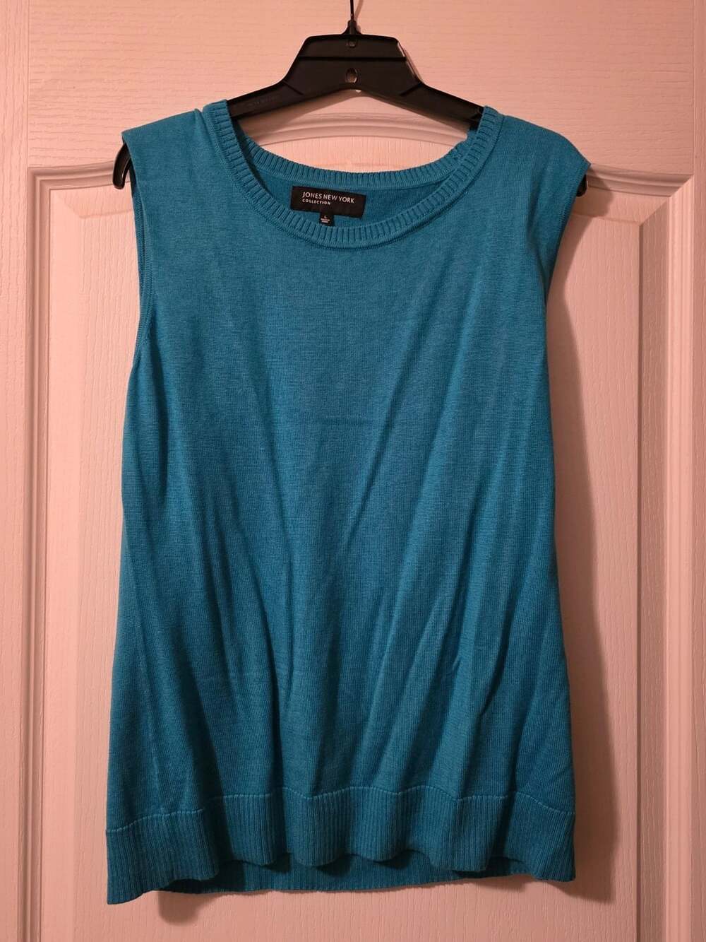 Jones New York Collection Turquoise Sleeveless Knit Top Shirt Large